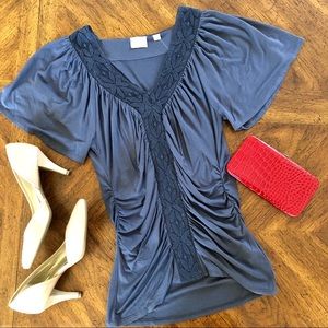 Anthropologie Lace Shirt Blue Size Small NWT